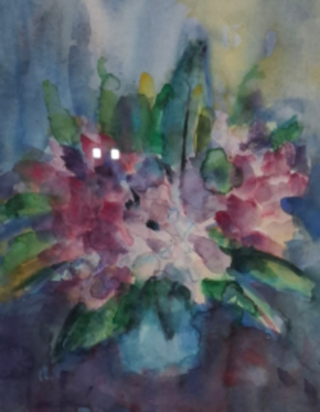 Aquarel, Maya Wildevuur, Rodondendrons, 1990
